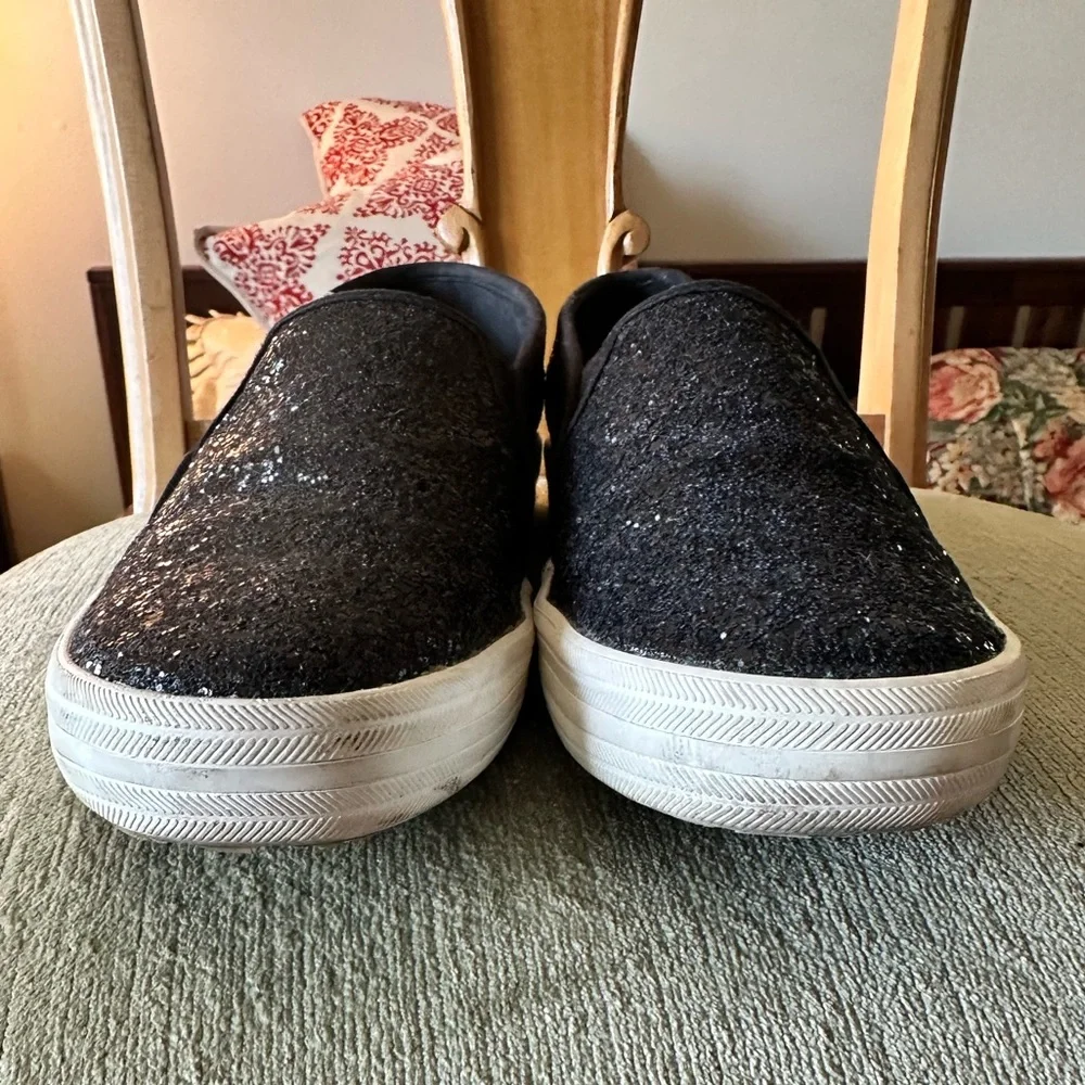 Kate Spade with Keds size 8 black glitter loafer sneakers